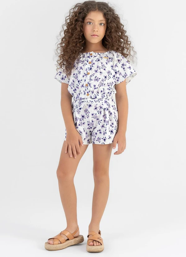 Colorittá - Conjunto Menina Infantil Blusa e Shorts Roxo