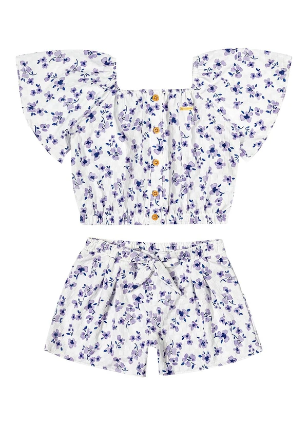 Colorittá - Conjunto Menina Infantil Blusa e Shorts Roxo 2