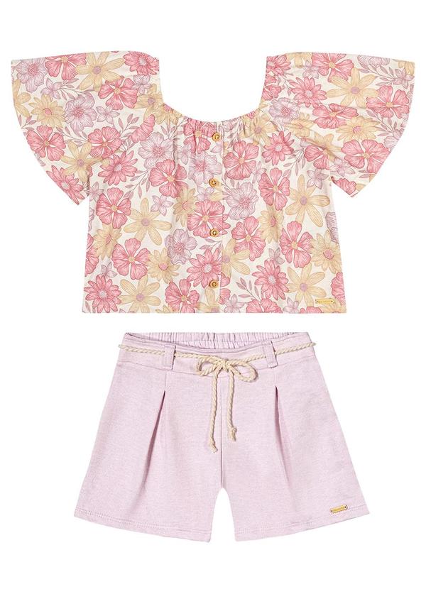 Colorittá - Conjunto Menina Infantil Blusa e Shorts Roxo