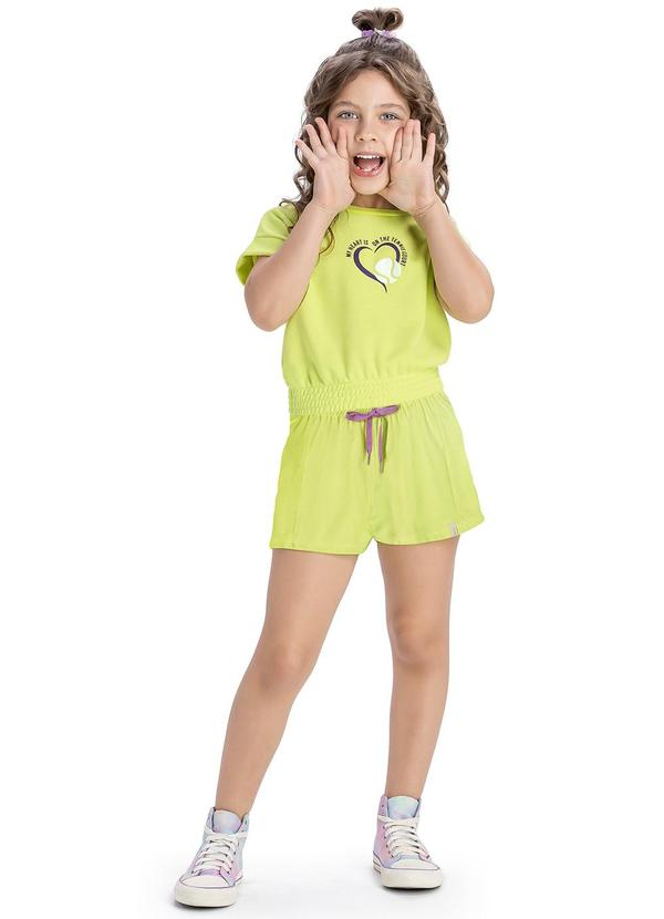 Elian - Conjunto Feminino Infantil Blusa e Shorts Verde 2