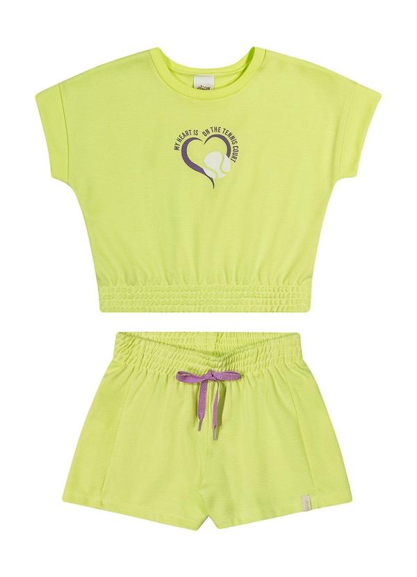 Elian - Conjunto Feminino Infantil Blusa e Shorts Verde 3