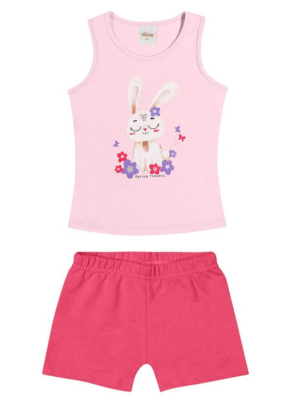 Elian - Conjunto Feminino Infantil Shorts e Regata Rosa