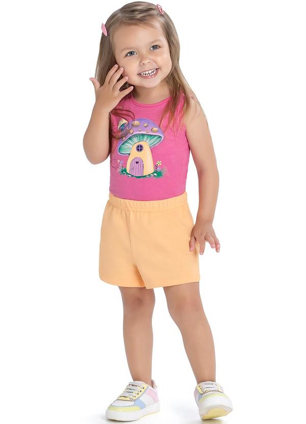 Elian - Conjunto Feminino Infantil Shorts e Regata Rosa