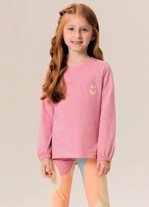 Bugbee - Conjunto Infantil Blusa Malha Legging Rosa - BUGBEE