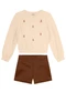 Brandili Mundi - Conjunto Infantil com Bordado Fino Bege - variação: Bege