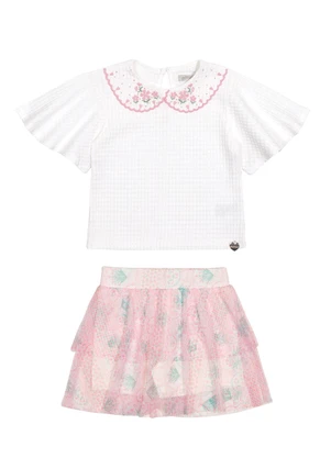 Alakazoo - Conjunto Infantil com Shorts-Saia em Tule Rosa - ALAKAZOO