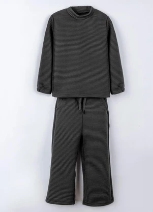 Bugbee - Conjunto Infantil em Malha Canelada Preto - BUGBEE