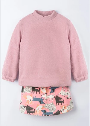 Bugbee - Conjunto Infantil em Malha Estampada Rosa - BUGBEE