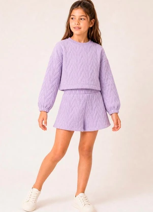 Bugbee - Conjunto Infantil em Malha Texturizada Rosa - BUGBEE