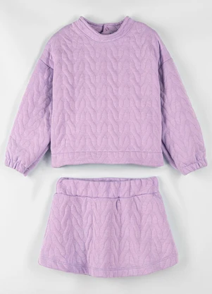 Bugbee - Conjunto Infantil em Malha Texturizada Rosa - BUGBEE
