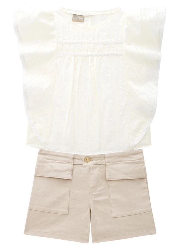 Milon - Conjunto Infantil Menina Badado Off White 2