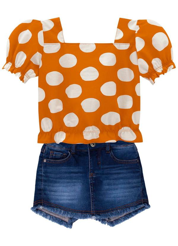 Milon - Conjunto Infantil Menina Bolinhas Amarelo 1