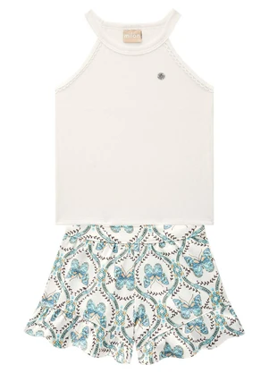 Milon - Conjunto Infantil Menina Borboleta Off White - MILON