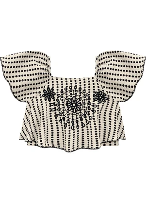Milon - Conjunto Infantil Menina Bordado Bege - MILON