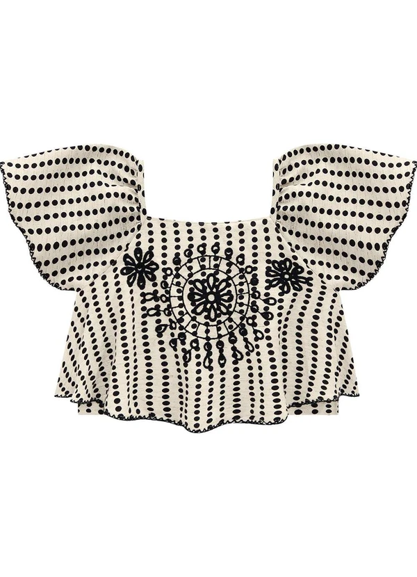 Milon - Conjunto Infantil Menina Bordado Bege 2