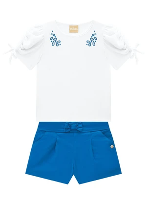 Milon - Conjunto Infantil Menina Bordado Branco - MILON