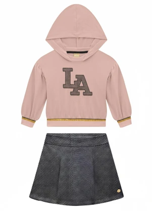 Milon - Conjunto Infantil Menina Bordado Rosa - MILON