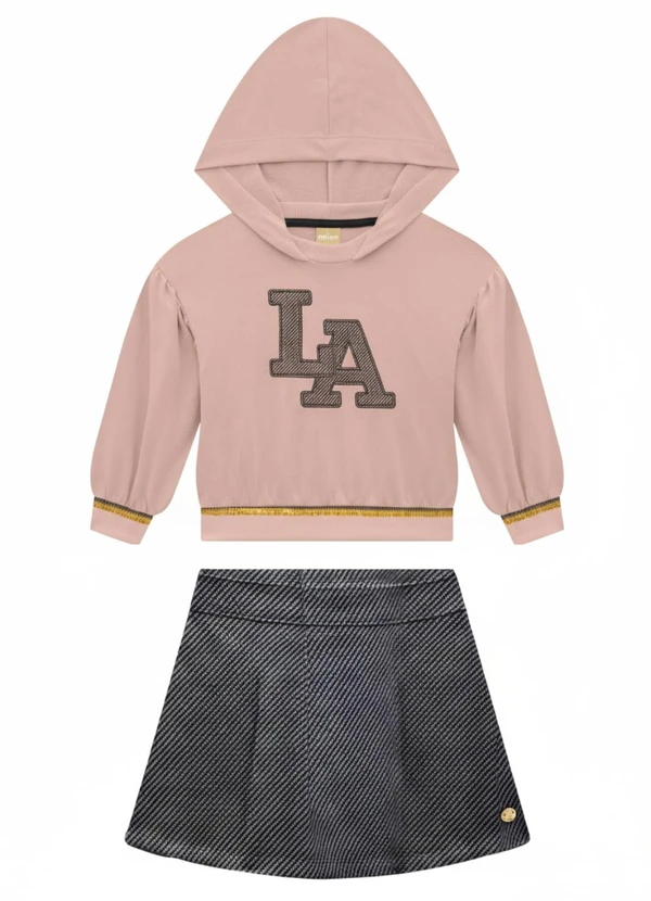 Milon - Conjunto Infantil Menina Bordado Rosa