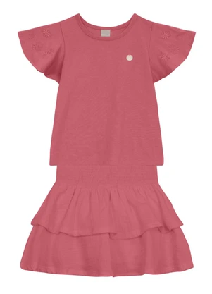 Mundi - Conjunto Infantil Menina Bordado Rosa - MUNDI