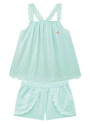Milon - Conjunto Infantil Menina Bordado Verde - MILON