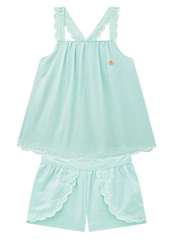Milon - Conjunto Infantil Menina Bordado Verde 2