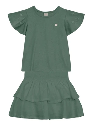 Brandili Mundi - Conjunto Infantil Menina Bordado Verde - BRANDILI MUNDI