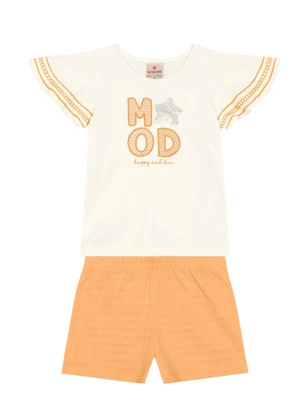 Brandili - Conjunto Infantil Menina Brilhante Bege - BRANDILI