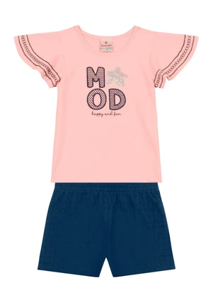 Brandili - Conjunto Infantil Menina Brilhante Rosa - BRANDILI