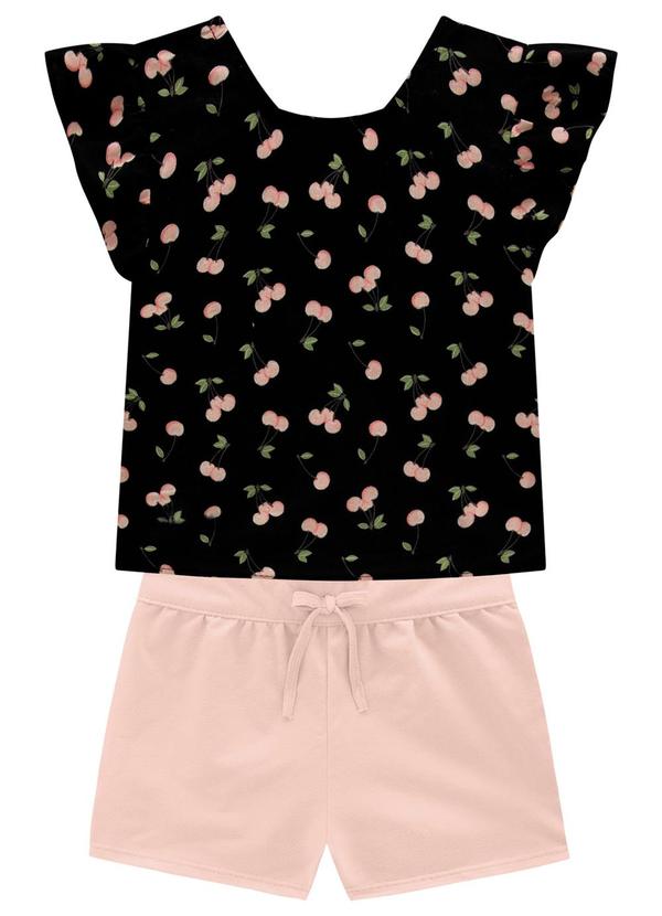 Milon - Conjunto Infantil Menina Cereja Preto