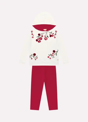 Milon - Conjunto Infantil Menina Cerejas Off White - MILON