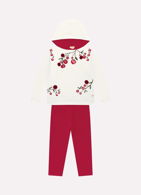Milon - Conjunto Infantil Menina Cerejas Off White
