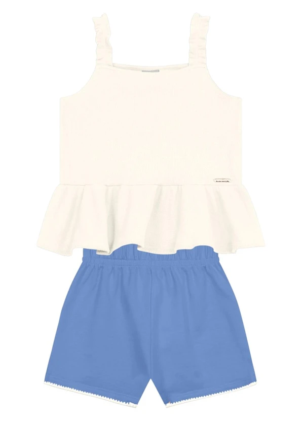 Brandili - Conjunto Infantil Menina com Babado Bege