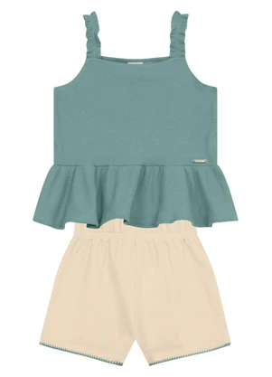 Brandili - Conjunto Infantil Menina com Babado Verde - BRANDILI