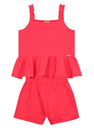 Brandili - Conjunto Infantil Menina com Babado Vermelho - BRANDILI