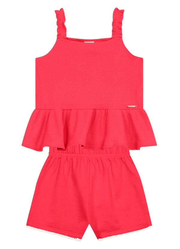 Brandili - Conjunto Infantil Menina com Babado Vermelho