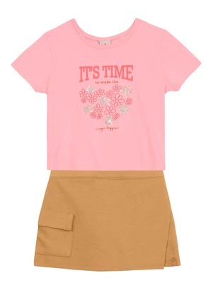 Brandili - Conjunto Infantil Menina com Flores Rosa - BRANDILI