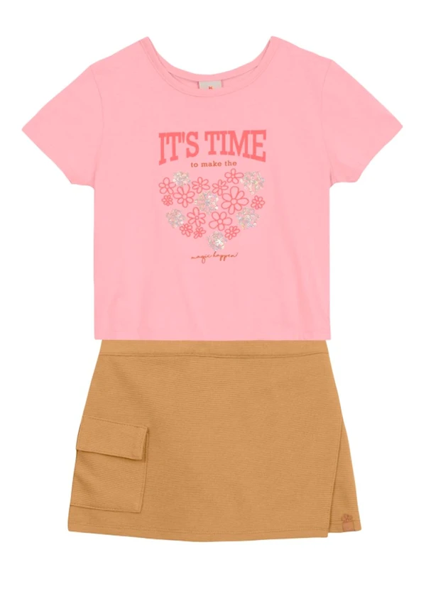 Brandili - Conjunto Infantil Menina com Flores Rosa