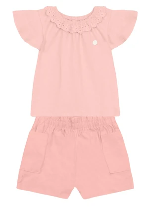 Mundi - Conjunto Infantil Menina com Guipir Rosa - MUNDI