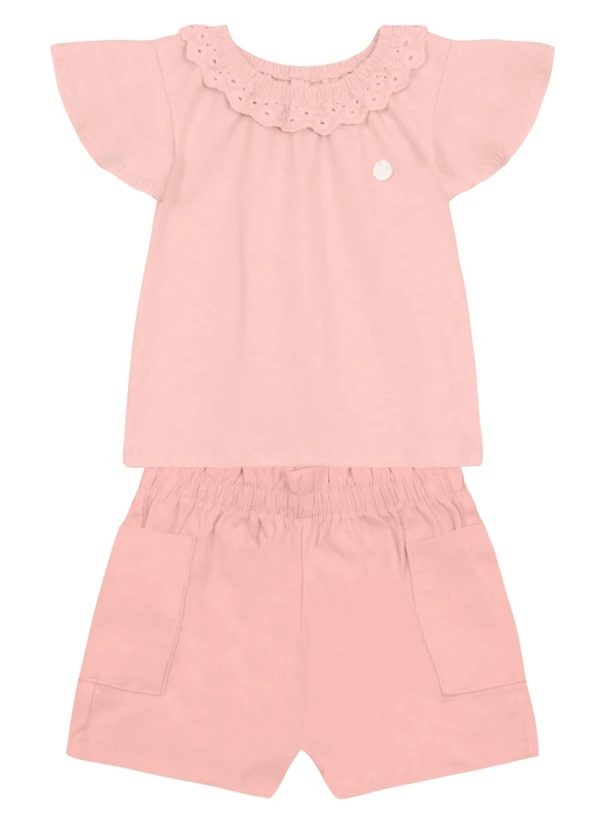 Brandili Mundi - Conjunto Infantil Menina com Guipir Rosa 2