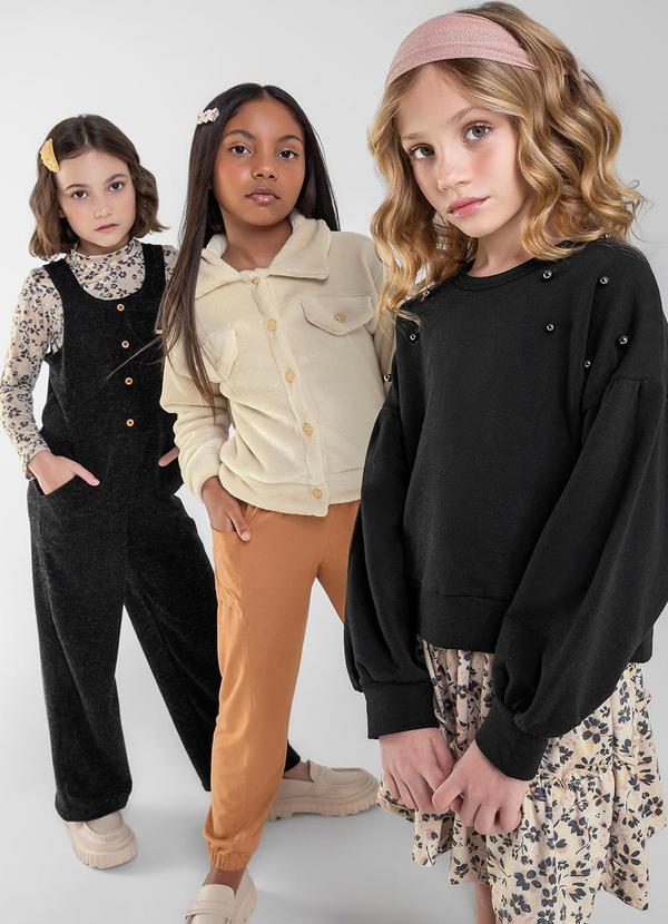 Colorittá - Conjunto Infantil Menina com Pérolas Preto 2