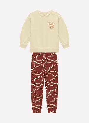 Milon - Conjunto Infantil Menina Coração Bege - MILON