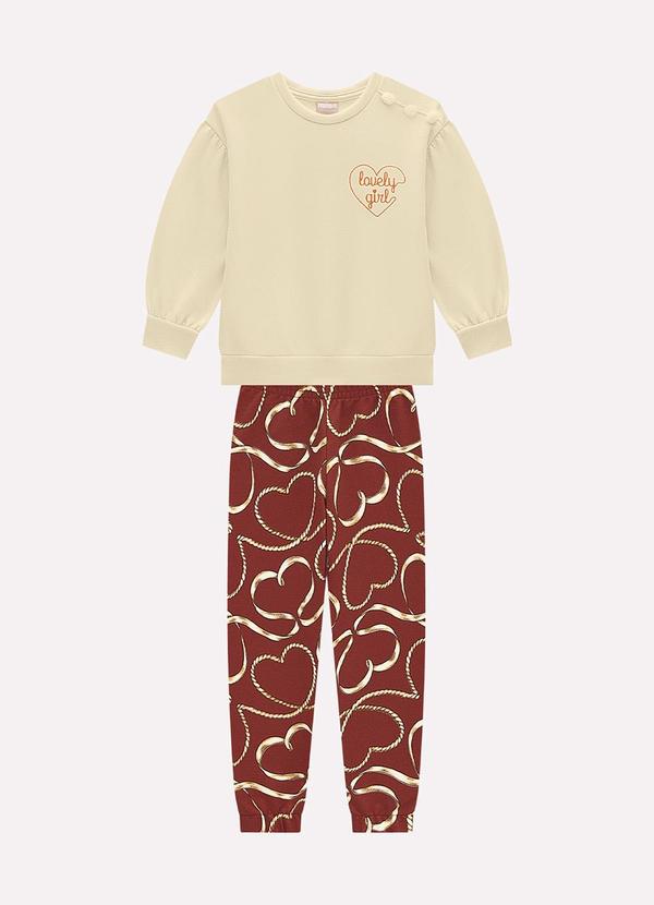 Milon - Conjunto Infantil Menina Coração Bege