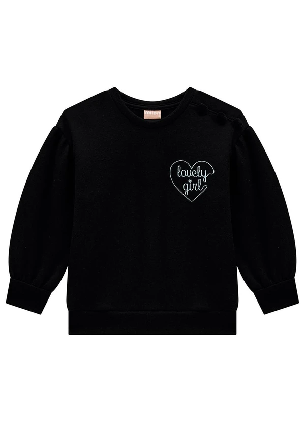 Milon - Conjunto Infantil Menina Coração Preto 2