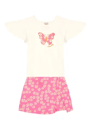 Brandili - Conjunto Infantil Menina de Borboleta Bege - BRANDILI