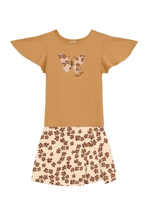 Brandili - Conjunto Infantil Menina de Borboleta Marrom - BRANDILI