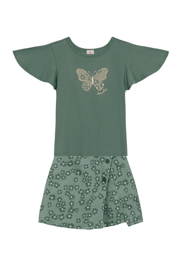 Brandili - Conjunto Infantil Menina de Borboleta Verde