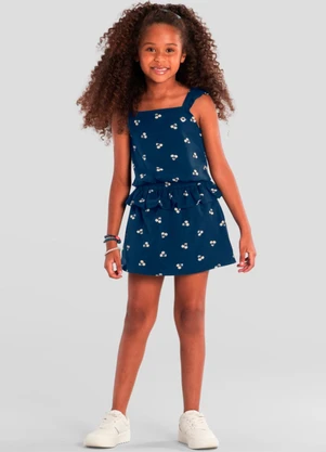 Brandili - Conjunto Infantil Menina de Cerejas Azul - BRANDILI