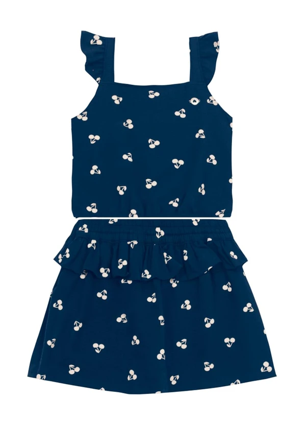 Brandili - Conjunto Infantil Menina de Cerejas Azul 2