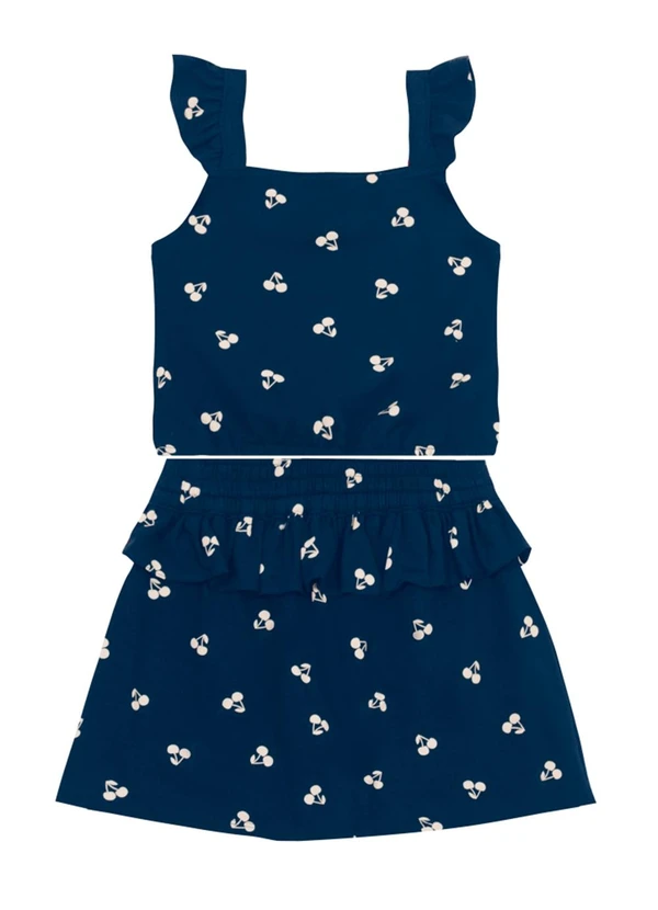 Brandili - Conjunto Infantil Menina de Cerejas Azul 3