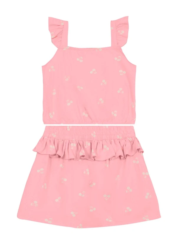 Brandili - Conjunto Infantil Menina de Cerejas Rosa 2